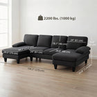 HOMCOM U-Shaped Sectional Couch with Pillow-top Armrests - Dark Grey-U-shaped couch with deep seat provides ample space for lounging, relaxation and social gatherings  