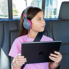 JLab JBuddies Studio 2 Wired Headphones - Gray/Pink-Adjustable, pinch-free hinges