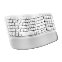 Logitech Wave Keys Wireless Ergonomic Keyboard with Cushioned Palm Rest - Off White-Feel the Wave: Get comfier with Wave Keys, the ergonomic wireless keyboard shaped to help workdays go easier on you