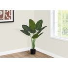 Monarch Specialties 44" Artificial Indoor Bird of Paradise Tree - Floor - Black Pot-This decorative indoor floor plant features 8 adjustable green leaves that can be arranged to your liking