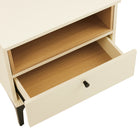 Manhattan Comfort Amara 39.4" Modern Nightstand 2-Piece Set - Cream/Natural Oak-Features a Sleek Round Black Metal Handle Knob for Ease of Use