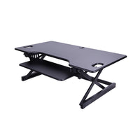 Rocelco 46" Deluxe Adjustable Height Desk Riser with Enhanced Vertical Range - Black-Adjustable-Height  Sit to Stand Desk Riser With Extended Vertical Range