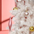 HOMCOM 7' Artificial Christmas Tree with Metal Base - Pink/White-Solid and robust base for better stability