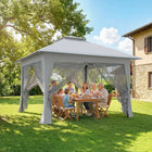 Outsunny 12 ft W x 12 ft L Pop-up Tent Gazebo Instant Canopy - Light Grey-Center lock makes it easy to open and contract the folding canopy