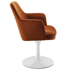 Modway Lippa Swivel Dining Performance Velvet Armchair - White Rust-Plastic Rubber Ring for Floor Protection