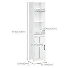 Kleankin Bathroom Linen Tower Cabinet with Three Open Shelves - White-MDF and particleboard surface are painted, smooth and easy to clean