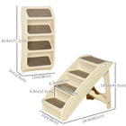 PawHut 4-Level Portable Foldable Dog Stairs - Beige-Secure and sturdy footing for pets with built-in side rail and non-slip mats 