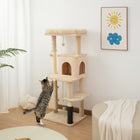 PawHut 52" Cat Tree with Scratching Posts, Bed and Condo - Beige-Soft plush covering offers cozy comfort for cats 