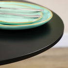 HOMCOM Round Dining Table with Steel Base & Non-slip Pad for Living Room - Black-The non-slip pad on its base keeps the table stable and protects the floor from scratches