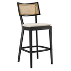 Modway Caledonia Wood Bar Stools - Black Beige - Set of 2-Foot Pins for Floor Protection