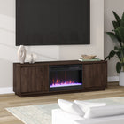 Hudson&Canal Presque TV Stand with 26" Crystal Fireplace for TV's up to 75" - Satin Walnut-Features easy assembly