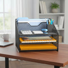 ShoppingAll Desk File Organizer with 3-Tier Paper Tray, 2 Upright Sections-Fits A4/Letter-Size Documents makes it ideal for organizing your active files without folding or bending