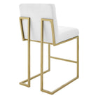 Modway Privy Gold Stainless Steel Upholstered Fabric Counter Stool - Gold/White-No Assembly Required