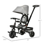 Qaba 4-in-1 Baby Tricycle Trike with Reversible Adjustable Seat - Grey-Steplessly adjustable and detachable canopy 