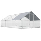 PawHut Galvanized Large Chicken Coop Cage Walk-in Enclosure - 9.8' x 19.7' x 6.6' - Silver-Suitable for raising chickens, rabbits, ducks, and other animals 