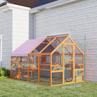 PawHut 74" H Outdoor Catio Cat Enclosure with Weatherproof Canopy and Bridges - Orange-Canopy shields from rain and sun exposure 