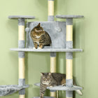 PawHut 79" Large Cat Tree Tower with Scratching Posts and Hammock - Light Grey-Sisal posts for scratching and clawing			 