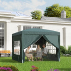 Outsunny 10' ft W x 10 ft L Outdoor Pop Up Party Tent with Carrying Bag - Dark Green-Roof section with light grey undercoating for UV rays and heat reduction