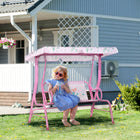 Outsunny 2-Seat Kids Swing Chair Outdoor with Adjustable Canopy - Pink-The sitting height is designed for children, offering them comfort 