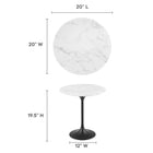 Modway Lippa 20" Round Faux Marble Side Table - Black White-Artificial Marble Tabletop