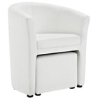 Modway Divulge Armchair and Ottoman - White-Tuck away self-storage ottoman