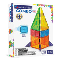 MAGNA-TILES Combo 20-Piece Magnetic Construction Set-What’s Included: 4 microMAGS Right Triangles, 8 microMAGS Squares, 4 Isosceles Triangles, 4 Squares