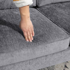 HOMCOM L-Shape Sofa with Right Chaise Lounge and Rubber Wooden Legs - Grey-Felt foot pads protect floors from scratches