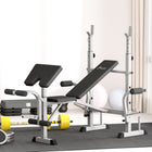 Soozier Adjustable Weight Bench with Squat Rack - Grey-3-position adjustable bench for flat or incline exercises
