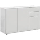 HOMCOM 46.1" L High Gloss Buffet Sideboard with 2 Drawers - White-Great for storing dinnerware, glasses, cups, books, and more