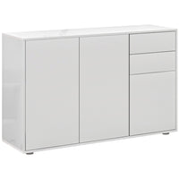 HOMCOM 46.1" L High Gloss Buffet Sideboard with 2 Drawers - White-Great for storing dinnerware, glasses, cups, books, and more