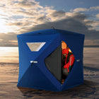 Outsunny 2-4 Person Pop-up Ice Fishing Tent Portable Ice Fishing Shelter with Windproof Windows - Blue-Accessories: 8 x ground stake, 4 x cord loop      