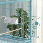 PawHut 52" Steel Bird Cage with Rolling Stand - Light Blue-The bottom shelf can be used to place some pet supplies
