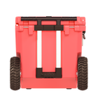 RovR RollR 45 Quart Wheeled Hard Cooler with Telescopic Handle - Coral-Updated Dual MotoGrip Telescopic Handle makes for easy towing, increased leverage, and it’s offset design keeps your heels safe from knocks