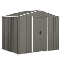 Outsunny 8' x 6' Outdoor Storage Shed - Light Grey-Serve as a tool shed, a bicycle shed, a mobility scooter shed, or a garden bin storage
