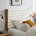 Modway Olea Channel Tufted Boucle Solid Wood Twin Platform Bed - Feather Walnut-Solid Wood Frame