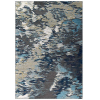 Modway Entourage Foliage Contemporary Modern Abstract Area Rug - 8 ft W x 10 ft L - Blue Tan Grey-Contemporary Modern Abstract Area Rug