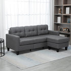 HOMCOM 3 Seater Sectional Sofa with Ottoman - Dark Grey-Thick padded seat and back cushions with armrests ensure comfortable relaxation
