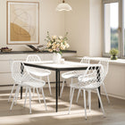 HOMCOM Plastic Dining Chairs with Hollow Back for Kitchen - White - Set of 4-Versatile modern design: used as dining chairs, leisure chairs or decorative chairs