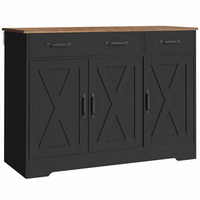 HOMCOM 43" Farmhouse Sideboard Buffet Cabinet for TVs up to 50 Inch with Barn Doors - Black-Spacious storage neatly organises clutter for a relaxing space 