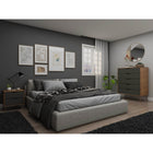 Manhattan Comfort Rockefeller Mid-Century Modern Tall Dresser and Nightstand Set - Nature/Textured Grey-Choose Your Handle Design When the Product is at Your Home! Option for Cut-Out Edge Handle, or Flush Design Look.