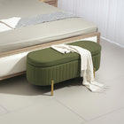 HOMCOM Channel Tufted Upholstered Bedroom Ottoman Bench - Dark Green-Lift top design with double hinges for safe, easy access