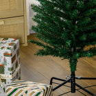 HOMCOM 6' Pencil Artificial Christmas Tree with Colourful LED Lights - Green-Flame retardant branches are unlikely to catch fire or cause serious household damage 