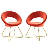 Modway Nouvelle Performance Velvet Dining Chair - Gold/Orange - 2 Pack-Retro Modern Dining Chairs