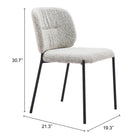Zuo Plat Dining Chair - Grey - Set of 2-3 year limited warranty