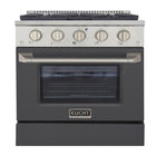 Kucht 30" KNG Series Pro Style Propane Gas Range - Stainless Steel/Cement Grey-Cook and bake like a pro with the extra-large convection oven that offers 4.2 cu. ft. of capacity, a 5-rack configuration, and an extra-large viewing window