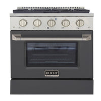 Kucht 30" KNG Series Pro Style Propane Gas Range - Stainless Steel/Cement Grey-Cook and bake like a pro with the extra-large convection oven that offers 4.2 cu. ft. of capacity, a 5-rack configuration, and an extra-large viewing window