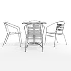 Flash Furniture 27.5" Square Aluminum Indoor-Outdoor Table Set with 4 Slat Back Chairs-Designed for Commercial and Residential Use