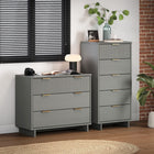 Manhattan Comfort Granville Modern Tall Narrow and Standard Dresser Set - Light Grey-Recommended for up to 35 inch TV.