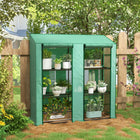Outsunny Lean-to Mini Greenhouse with 3 Tier Shelves - Green-PE cover prevents UV scorching and prolongs service life
 