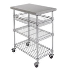 Seville Classics - Stainless Steel Kitchen Cart - 30" L x 20" W x 36" H - Silver-Shelves and basket weight capacity: 74.9 lb each